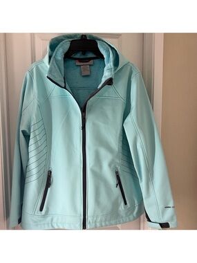 Free Country Light Aqua Hooded Softshell Jacket